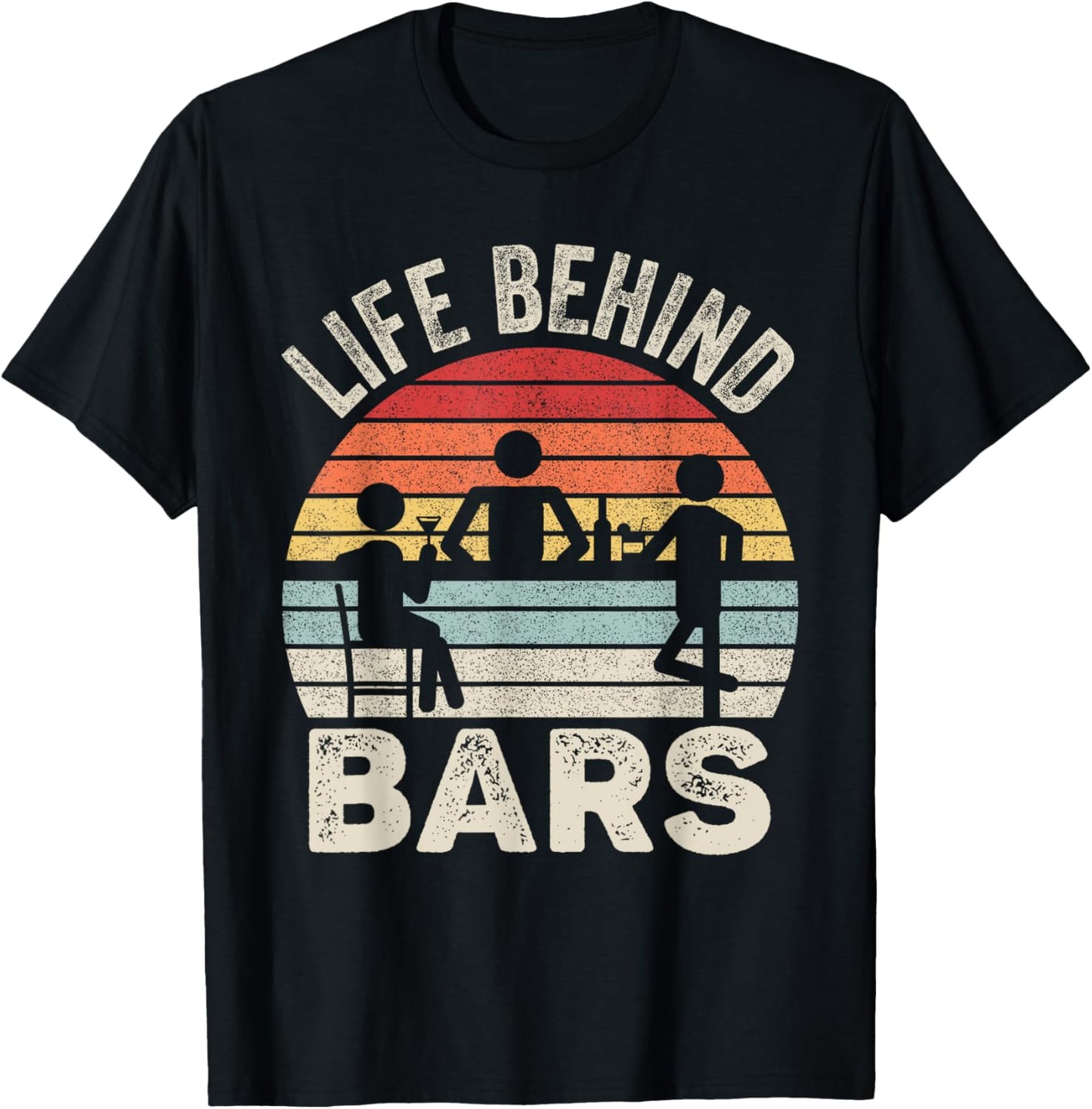 Vintage Retro Life Behind Bars Bartender T-Shirt - T-Shirt | Black