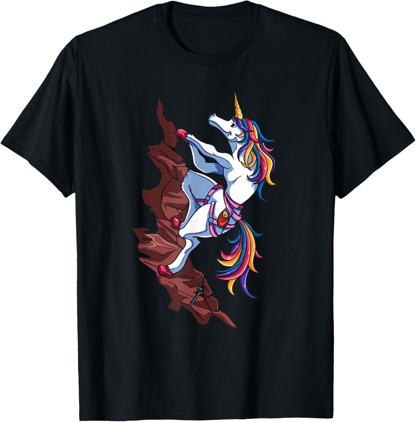 Magical Rainbow Unicorn Sports Rock Climbing Player For Kids T-Shirt - T-Shirt | Black
