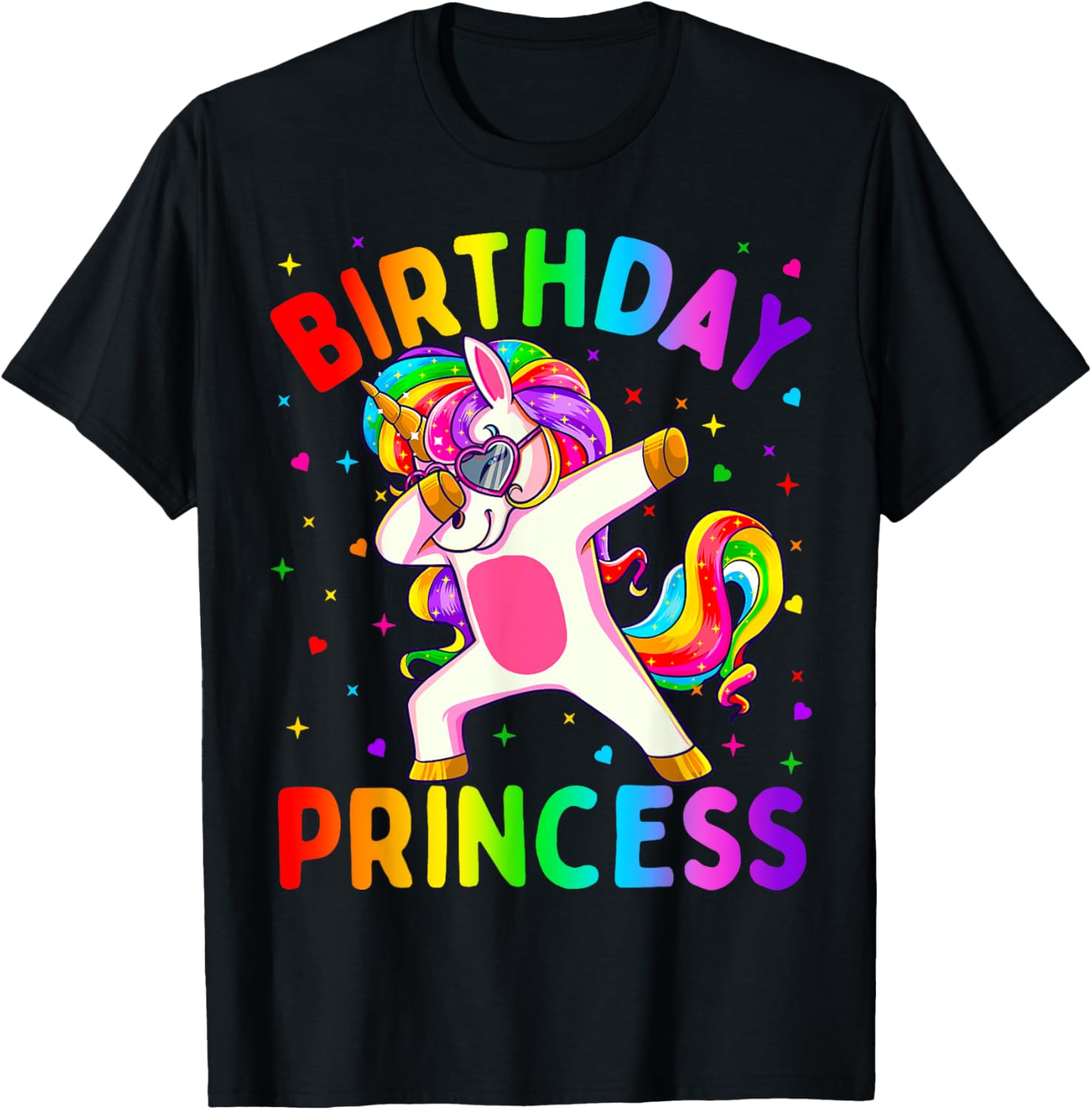 Birthday Princess Girl Dabbing Unicorn Girls T-Shirt - T-Shirt | Black