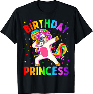 Birthday Princess Girl Dabbing Unicorn Girls T-Shirt - T-Shirt | Black