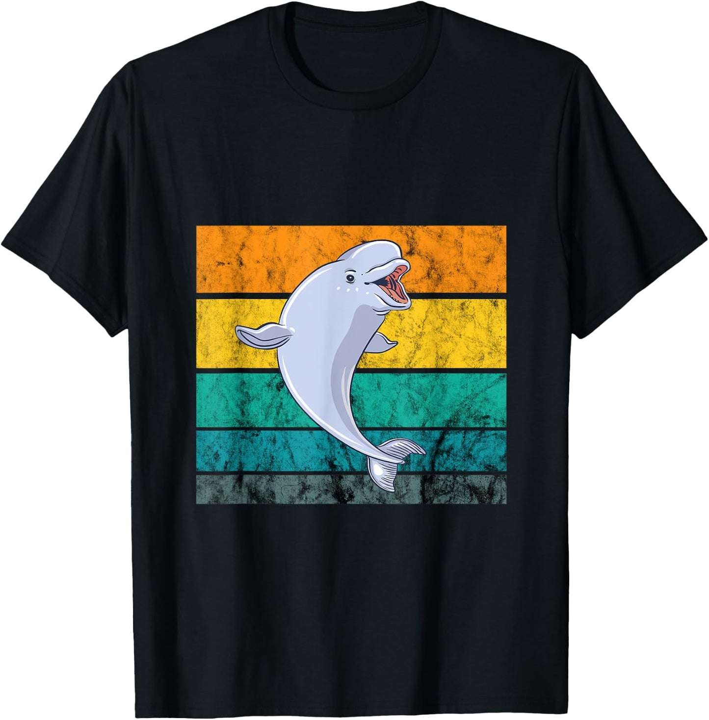 Beluga Whale Retro Vintage White Whale Arctic Ocean Mammals T-Shirt - T-Shirt | Black