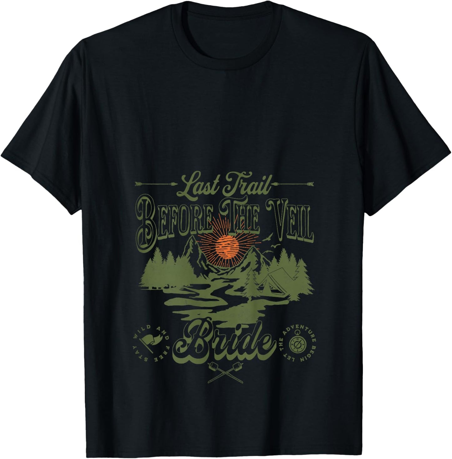 Last Trail Before The Veil Mountain Camp Bachelorette Party T-Shirt - T-Shirt | Black