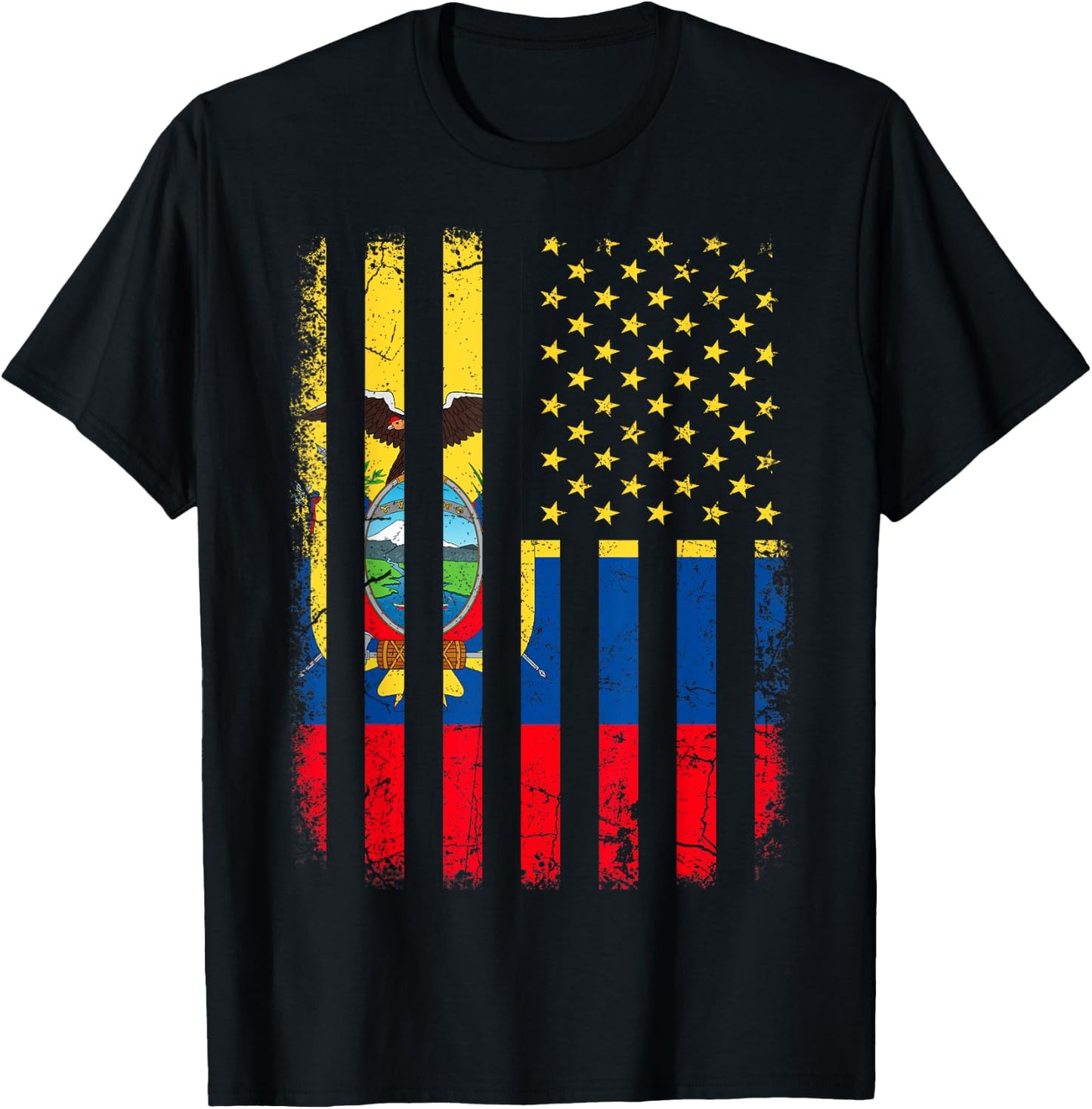 Ecuadorian American Flag Ecuadorian Roots Ecuador America T-Shirt - T-Shirt | Black