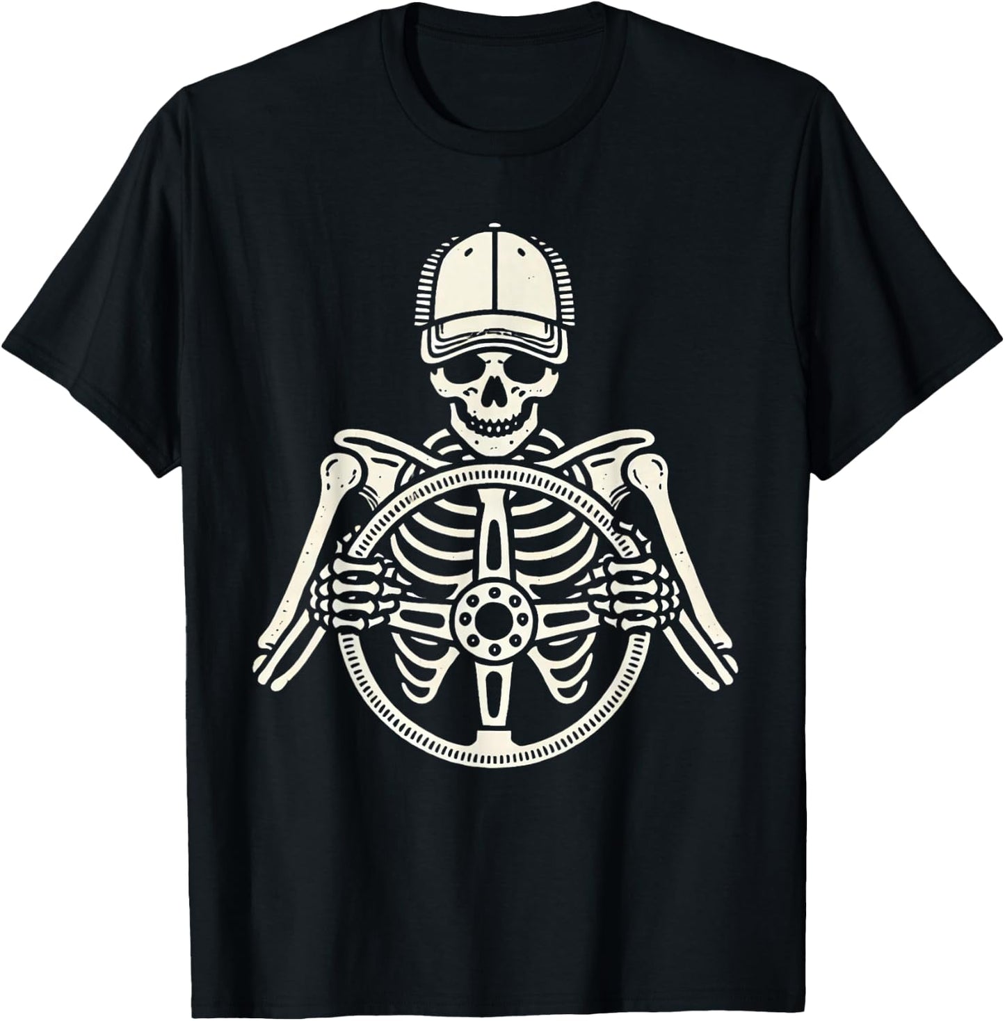 Funny Truck Driver Skeleton Trucker Long Distance Trucking T-Shirt - T-Shirt | Black