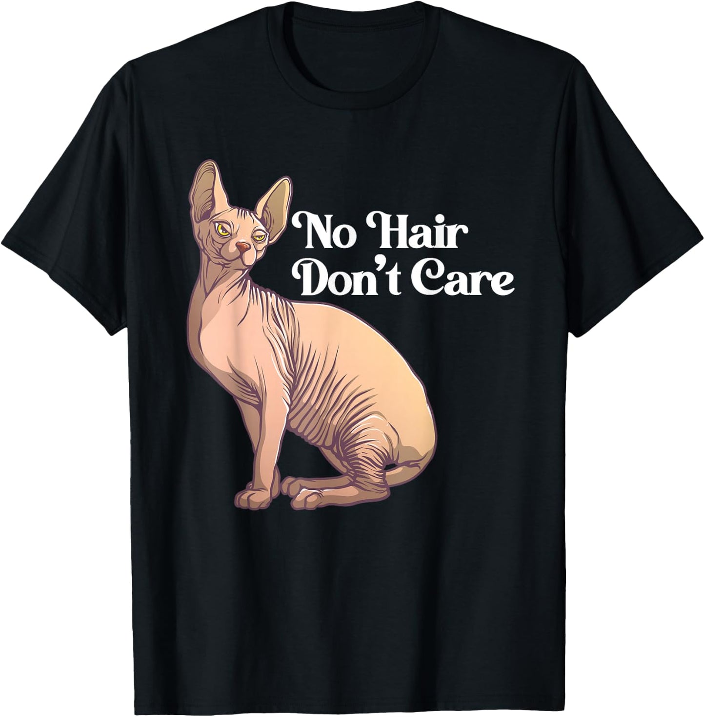 Funny Sphynx Cat Art Women Hairless Cat Lover Pet T-Shirt - T-Shirt | Black