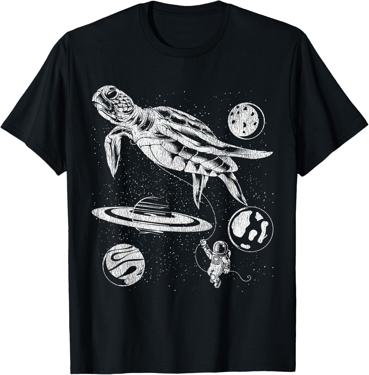 Space Turtle Space Universe Planets Astronaut T-Shirt - T-Shirt | Black