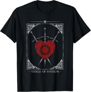 Vintage - 3 Of Swords Tarot Card T-Shirt - T-Shirt | Black