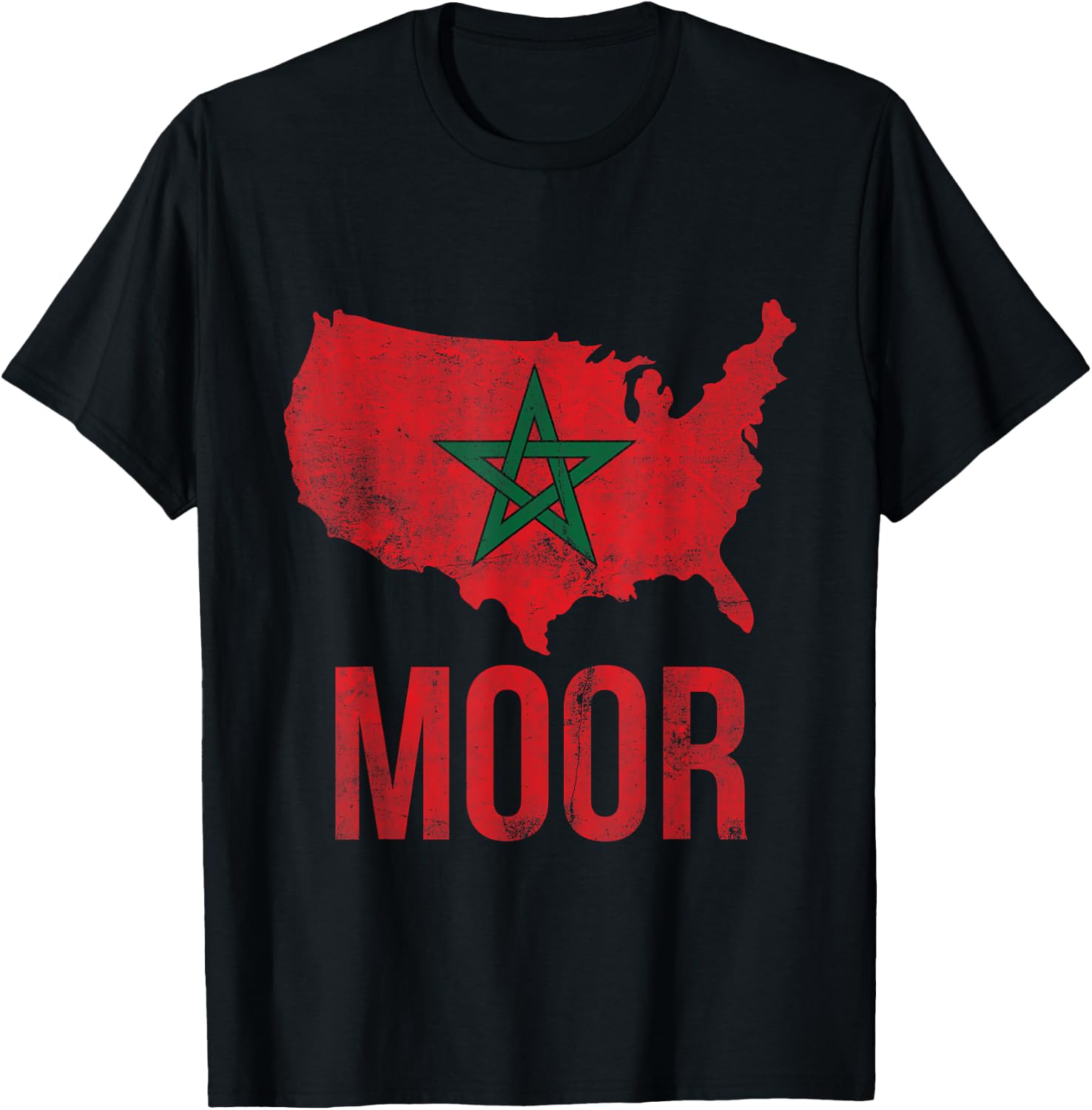 Moorish American America Amexem Moroccan Flag T-Shirt - T-Shirt | Black