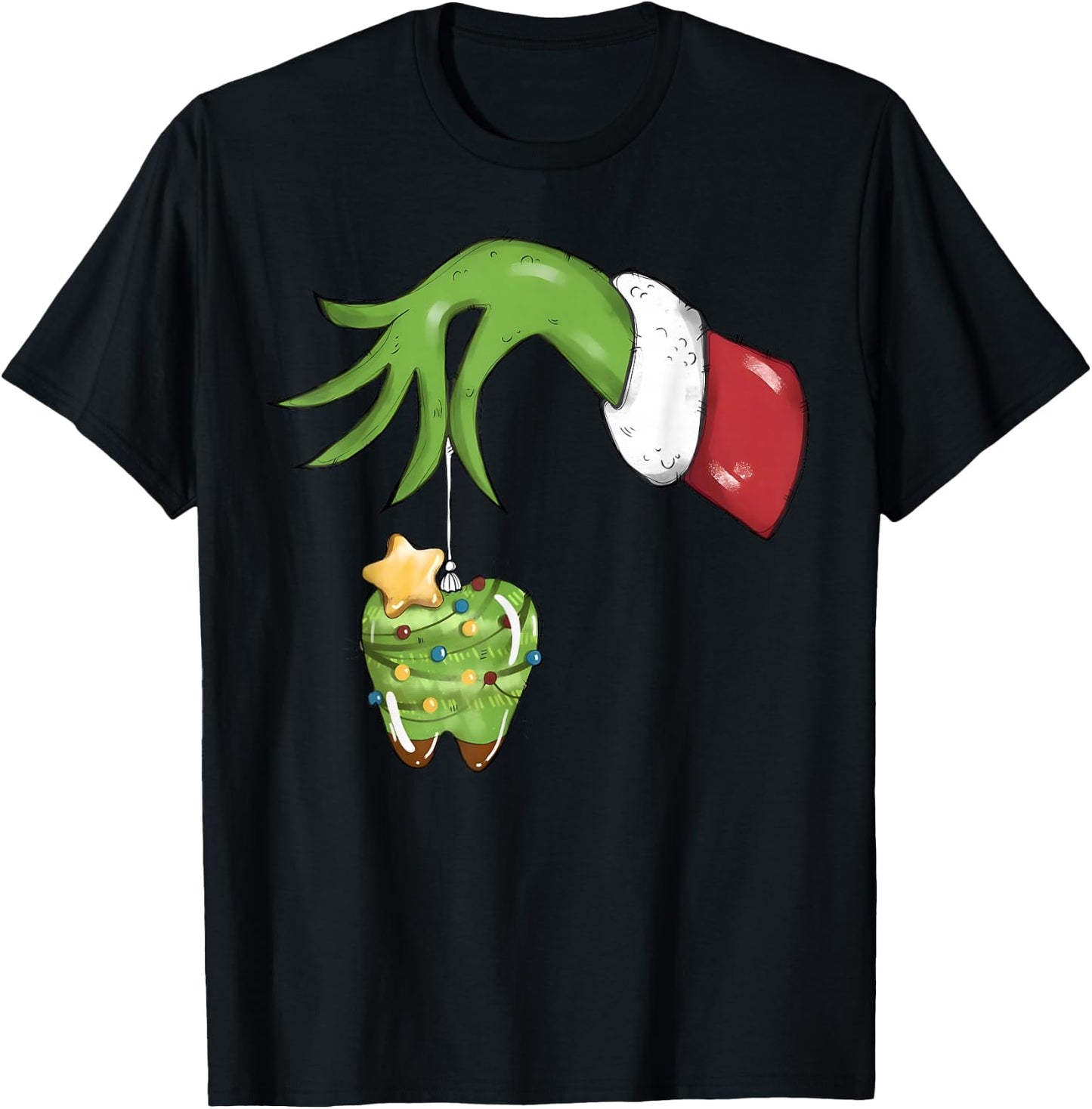 Christmas Teeth Dentist Xmas Reindeer Santa Squad Pajamas T-Shirt - T-Shirt | Black