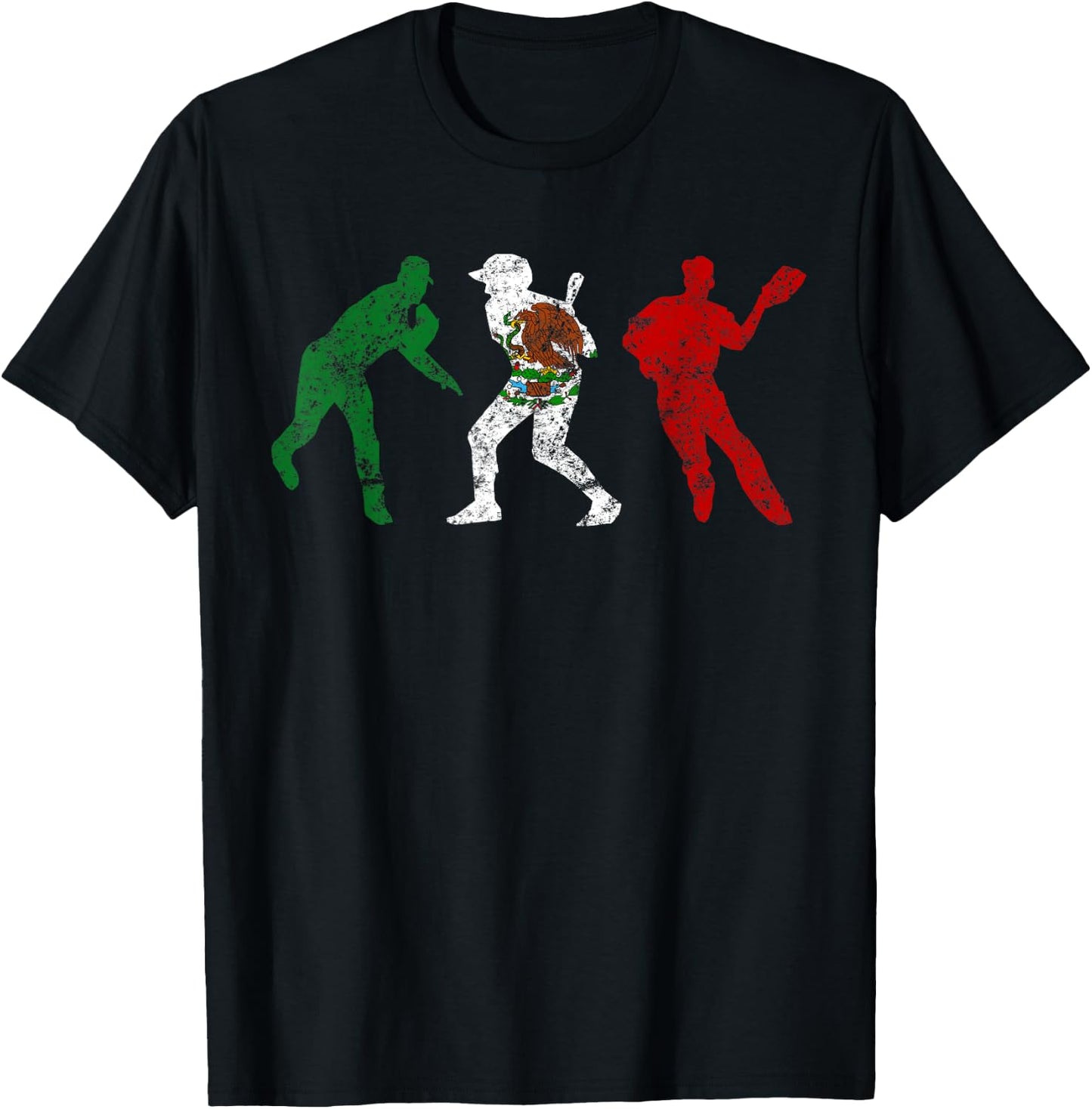 Mexico Baseball Flag Mexican Vintage Beisbol Gift T-Shirt - T-Shirt | Black