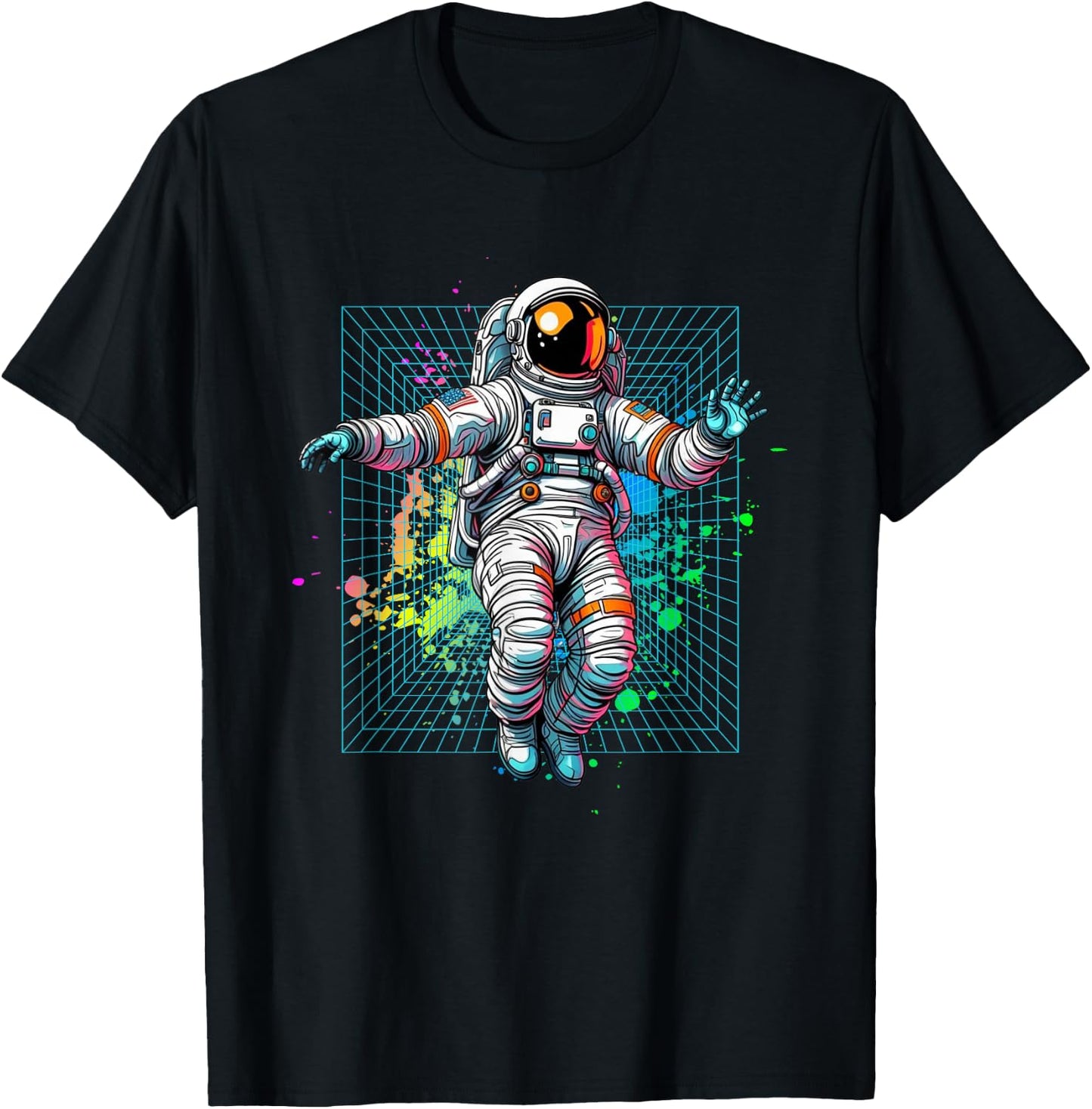 Astronaut Floating in Space Galaxy Graphic T-Shirt - T-Shirt | Black