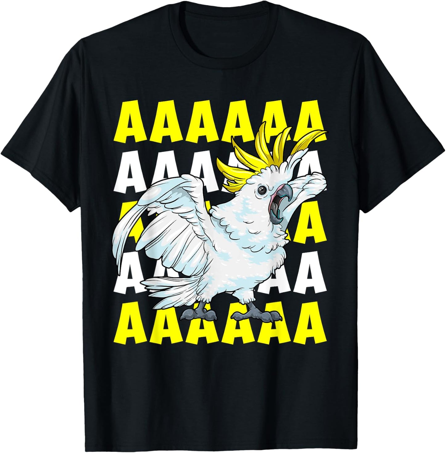 Screaming Cockatoo Umbrella Bird Memory Funny Parrot T-Shirt - T-Shirt | Black