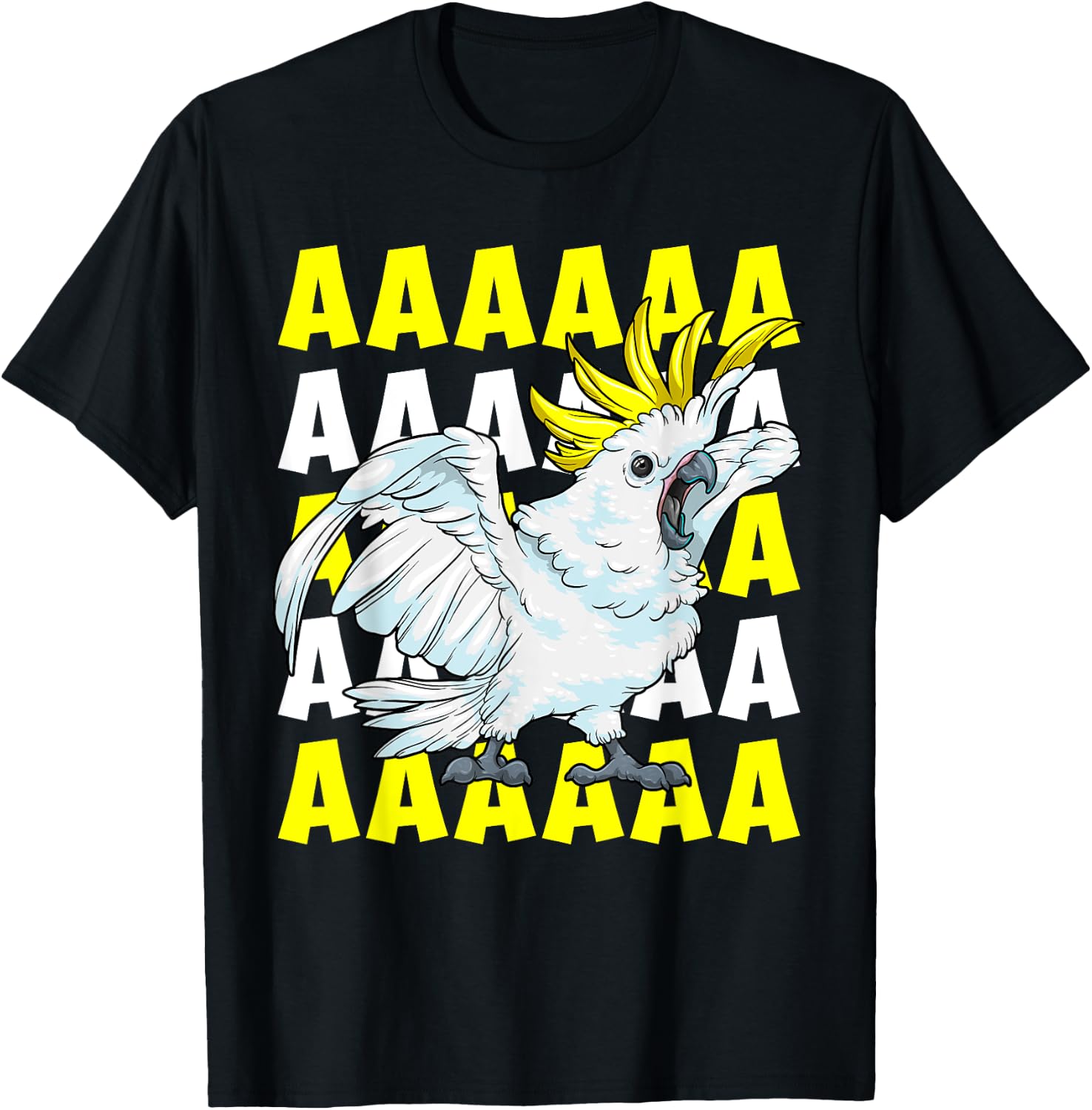 Screaming Cockatoo Umbrella Bird Memory Funny Parrot T-Shirt - T-Shirt | Black