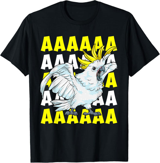 Screaming Cockatoo Umbrella Bird Memory Funny Parrot T-Shirt - T-Shirt | Black