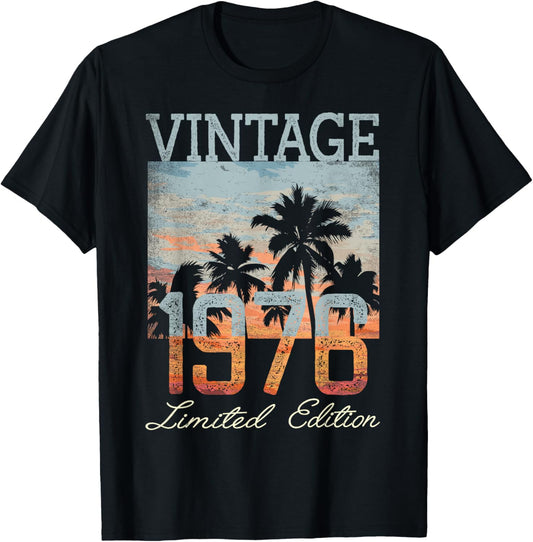 Vintage 1976 Limited Edition 49th Birthday 48 Year Old Gifts T-Shirt - T-Shirt | Black