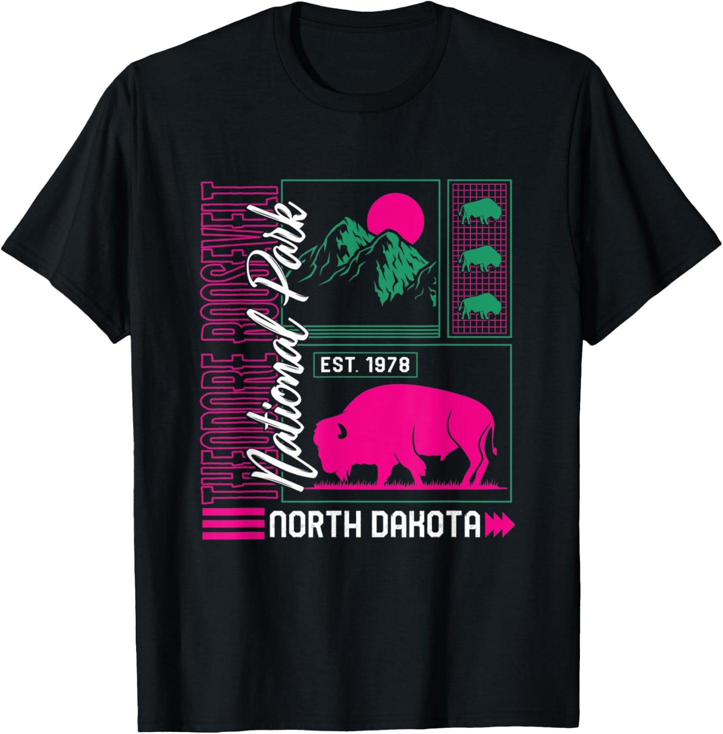Theodore Roosevelt National Park North Dakota Hiker Souvenir T-Shirt - T-Shirt | Black