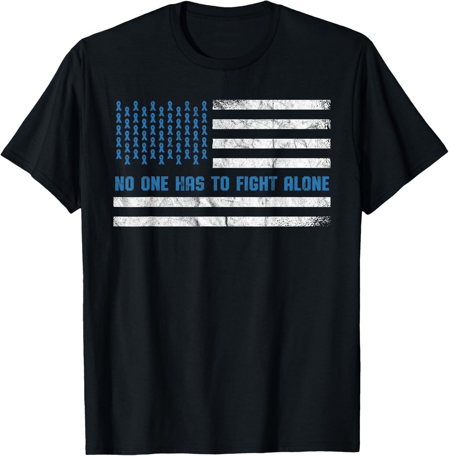 Diabetes Awareness No One Has To Fight Alone American Flag T-Shirt - T-Shirt | Black