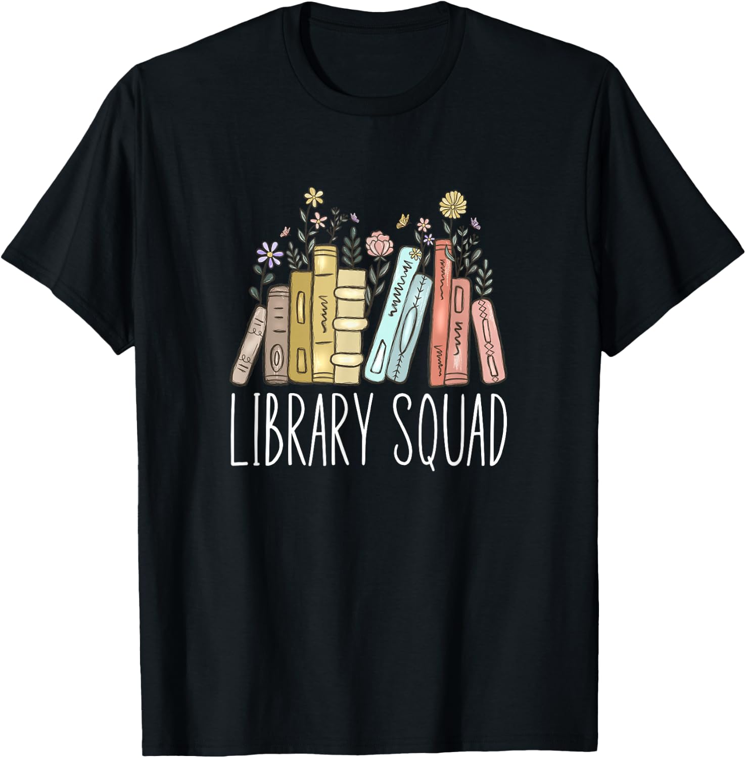 Book Worm Shop Library Squad - Black, -Adults/Kids, Short Sleeve, Modern, Letter Print, , Classic Fit, Pull On, Imported T-Shirt - T-Shirt | Black