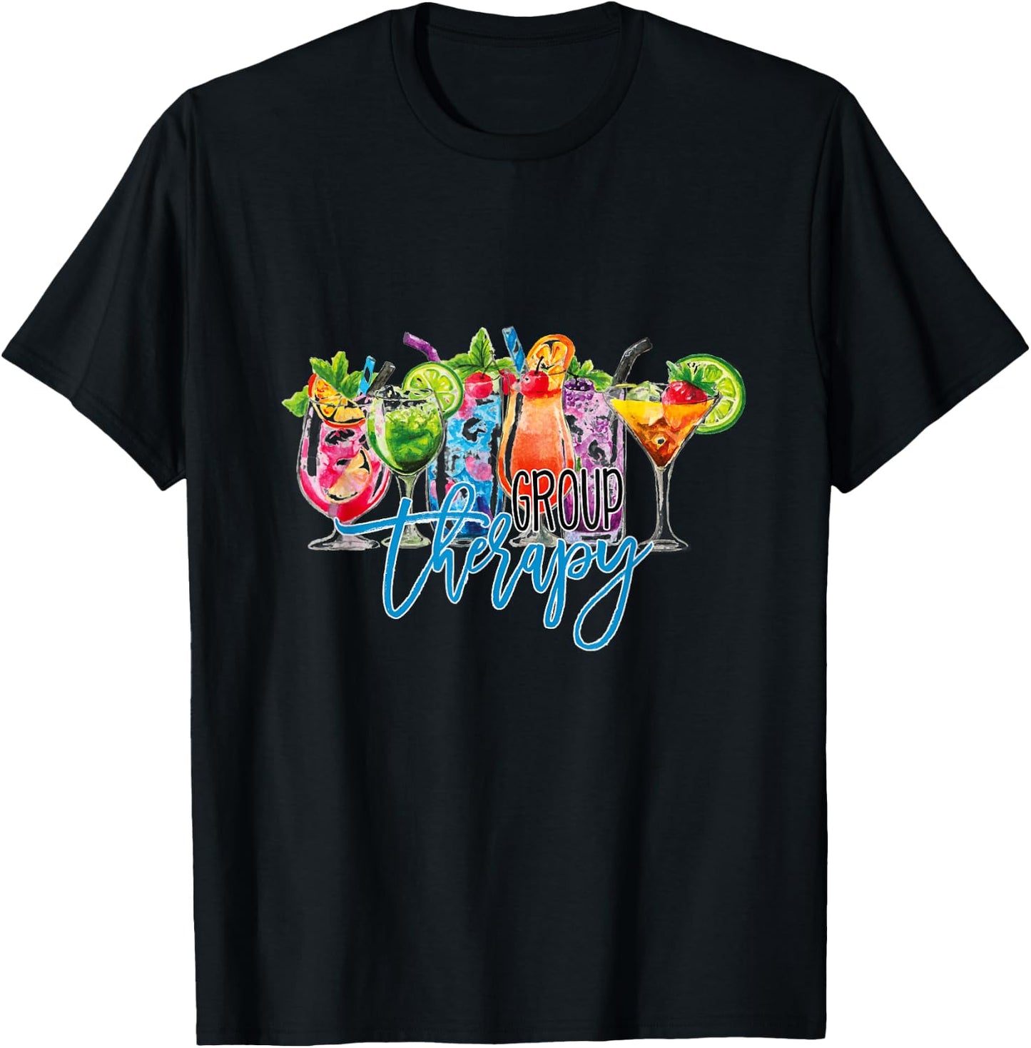 Group Therapy - fun alcohol mixed drinks ladies' night out T-Shirt - T-Shirt | Black