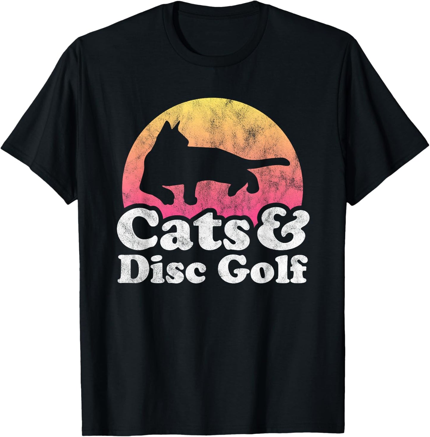 Cats and Disc Golf Men's or Women's Cat T-Shirt - T-Shirt | Black