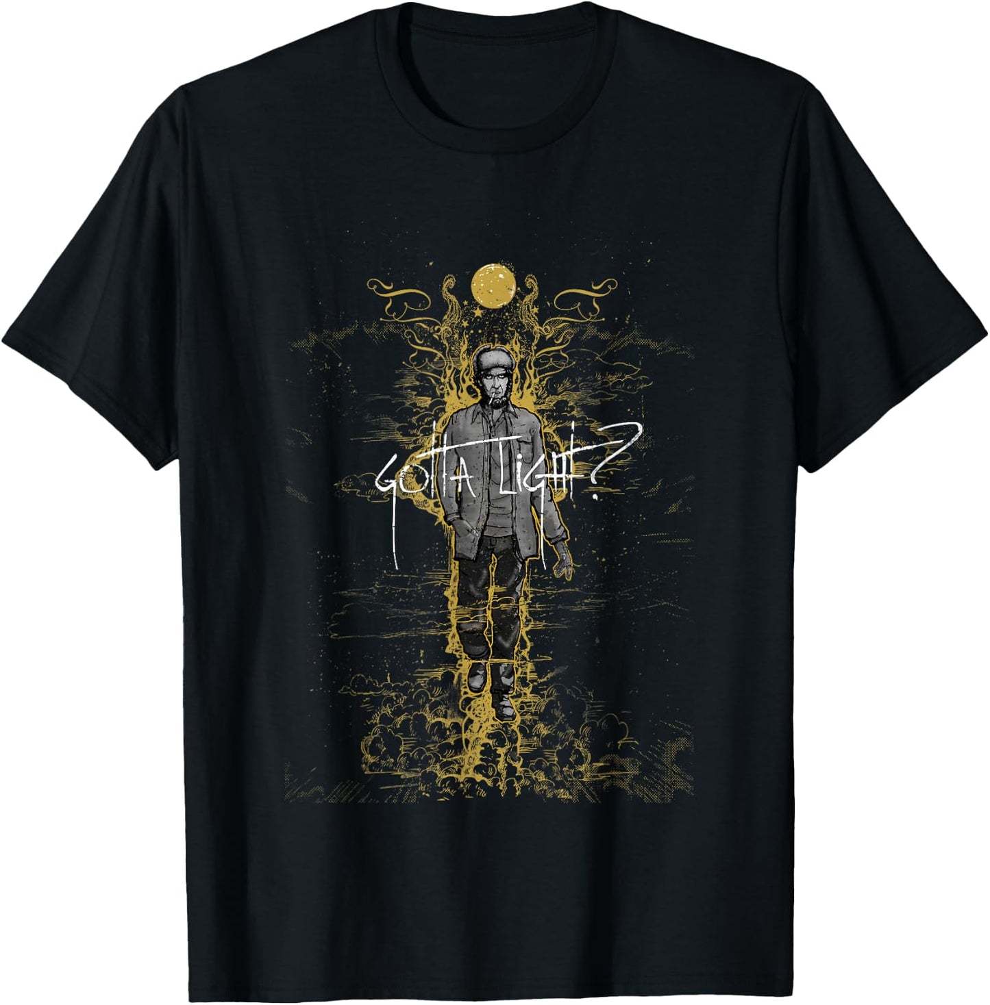 Twin Peaks Gotta Light? Hunstman Sketch Graphic T-Shirt - T-Shirt | Black