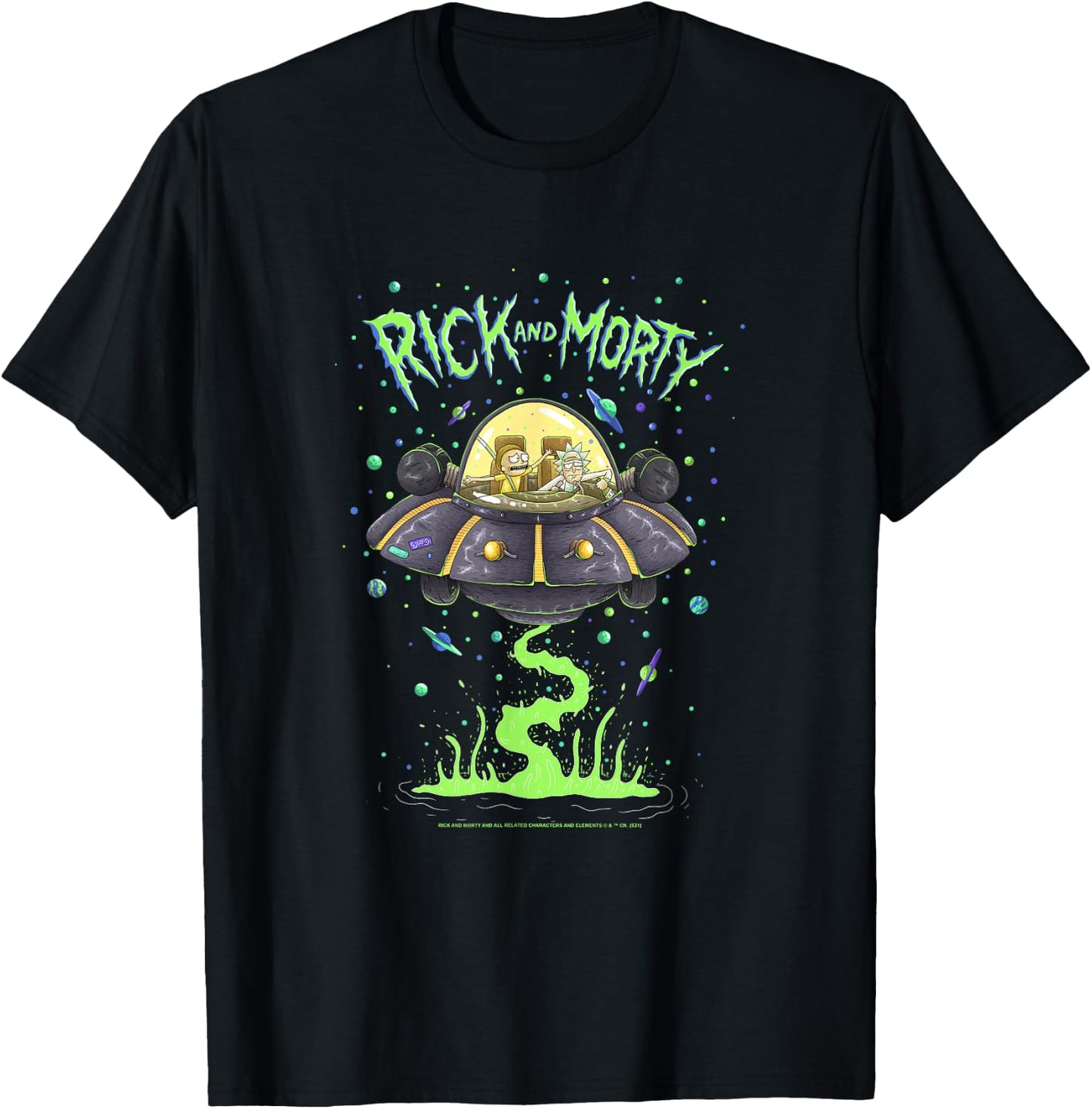 Rick and Morty Drunk Rick Ship T-Shirt - T-Shirt | Black