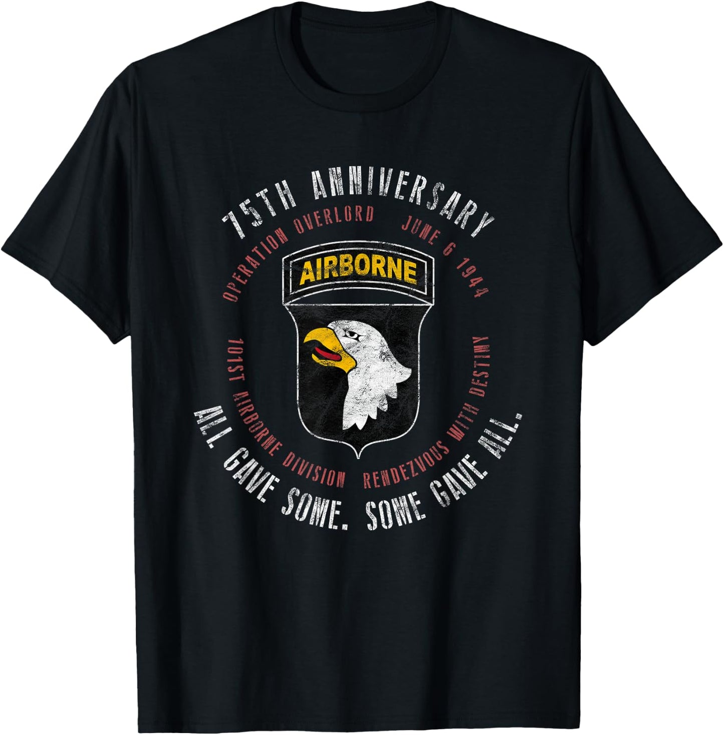 D-Day 75th Anniversary 101st Airborne Div. WWII Vintage T-Shirt - T-Shirt | Black