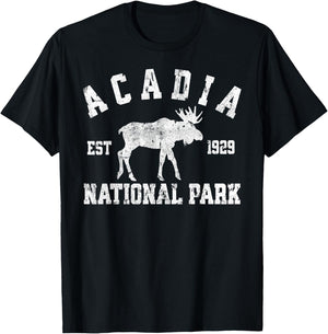Acadia National Park Maine Nature Hike Moose Outdoors T-Shirt - T-Shirt | Black