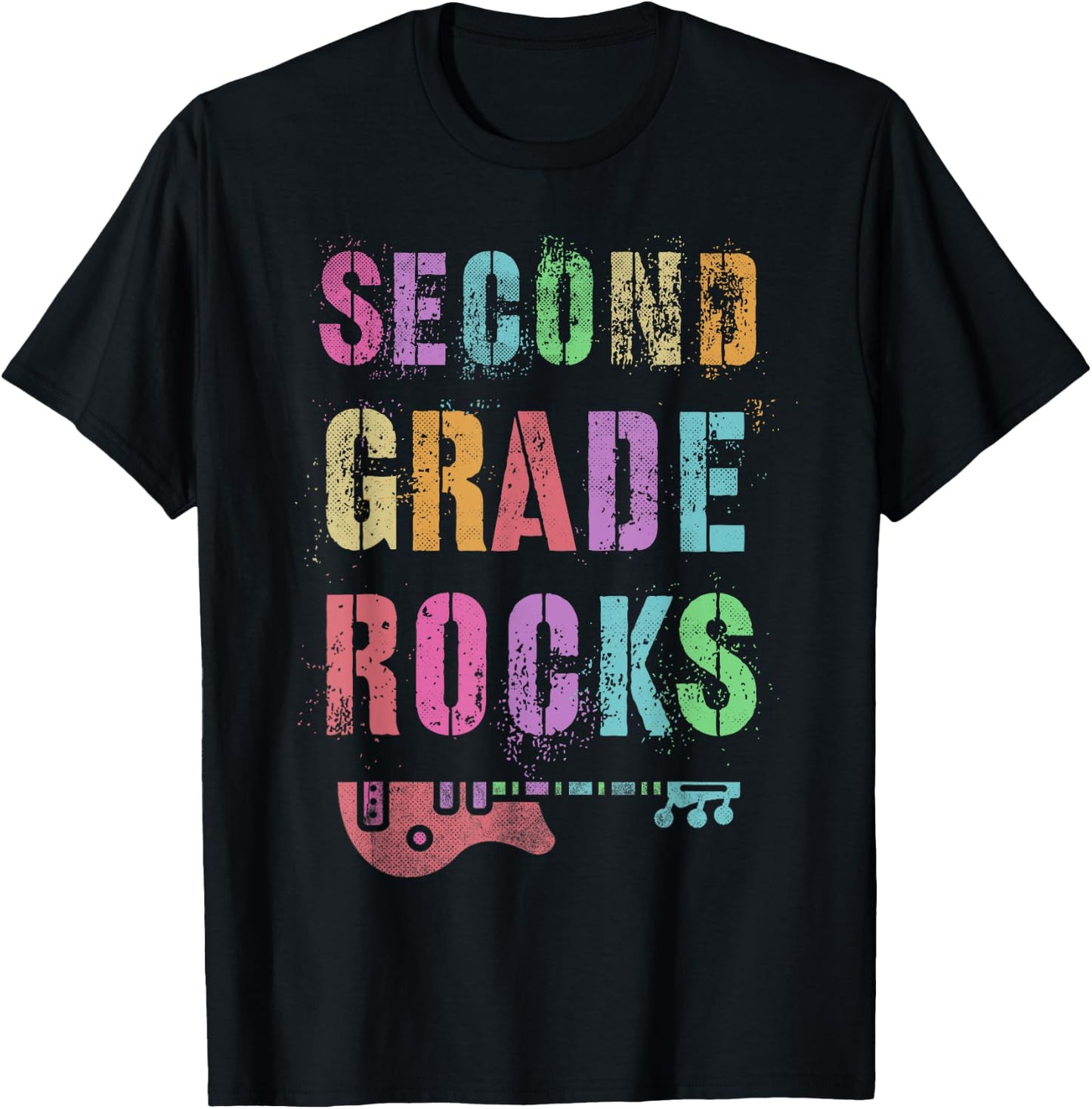 2nd GRADE ROCKS Teacher I Teach Second Gr Rockstar Teaching Women Girls Kids T-Shirt - T-Shirt | Black