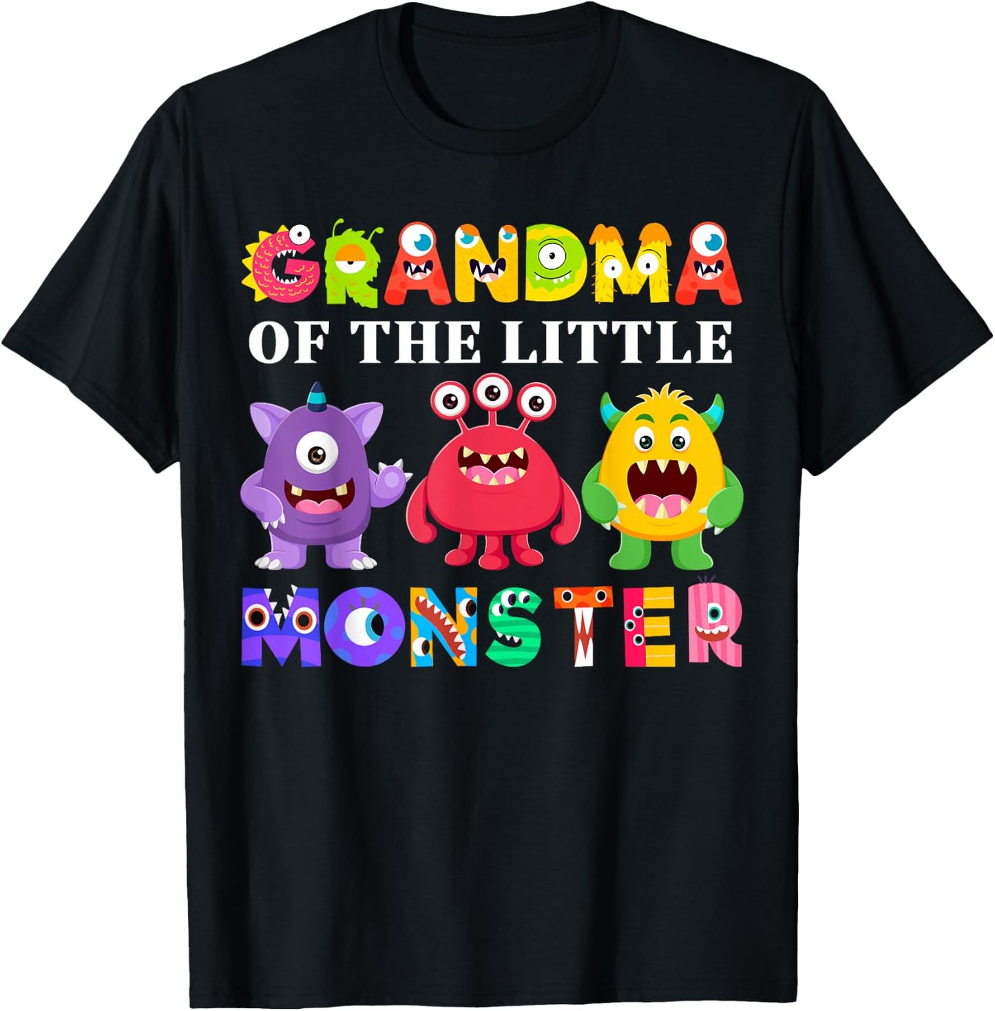 Grandma Of The Little Monster Birthday Party Family Monster T-Shirt - T-Shirt | Black