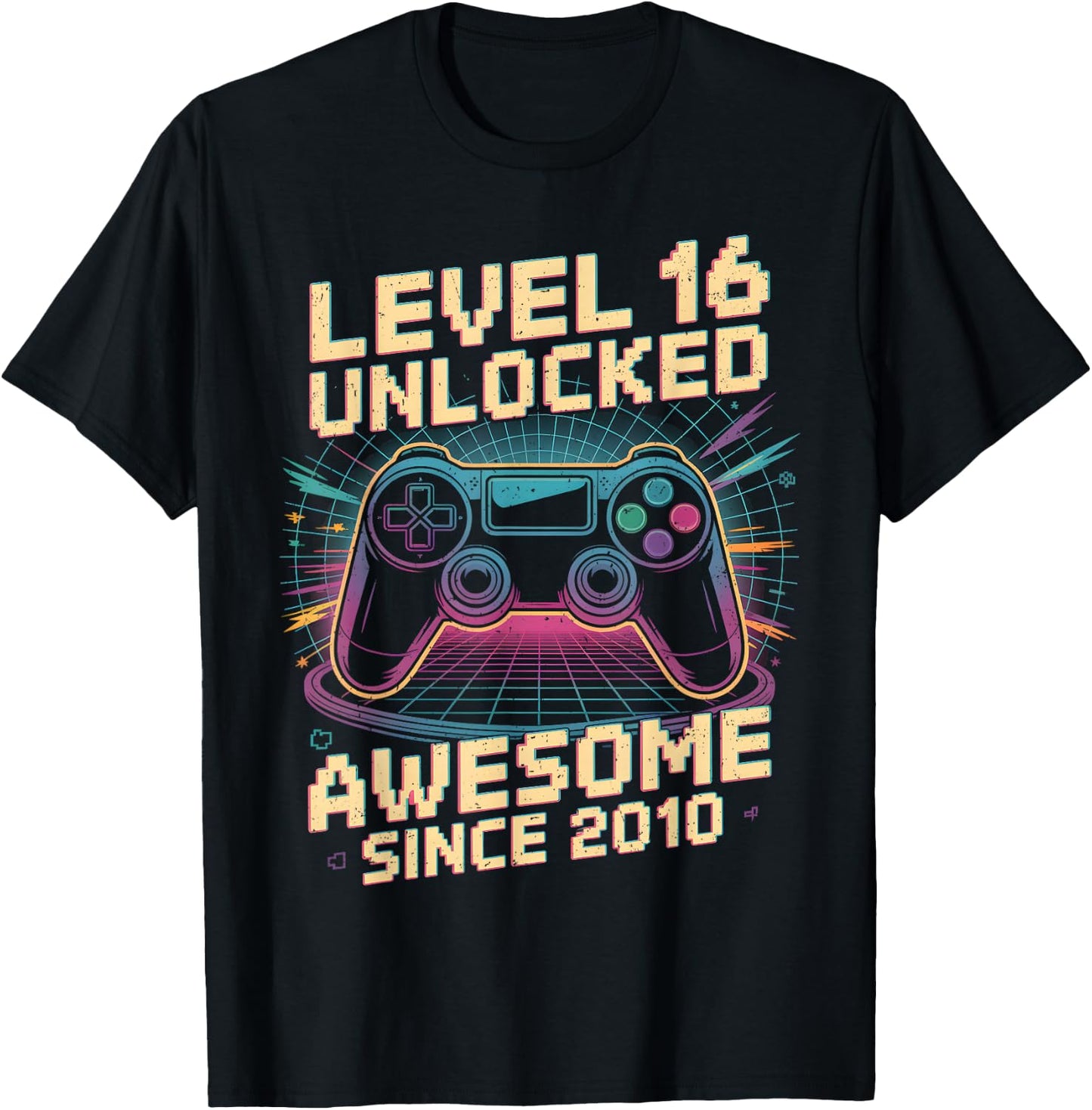 16 Year Old Boy Level 16 Gamer 2010 16th Birthday Party Gift T-Shirt - T-Shirt | Black