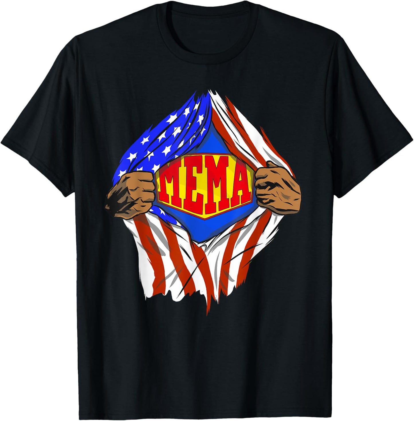 Funny Super Mema Hero Family T-Shirt - T-Shirt | Black