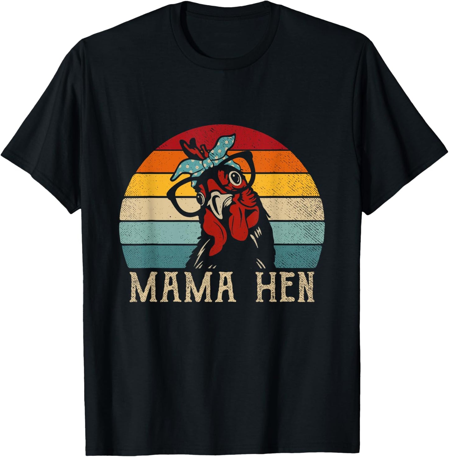 Funny Mama Hen Apparel 80s Vintage Retro Chicken Mom Mother T-Shirt - T-Shirt | Black