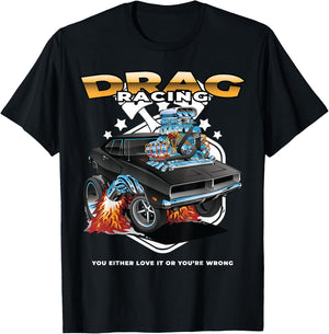 Funny Drag Racing Shirt | Motor Racing Mechanics Dragster T-Shirt - T-Shirt | Black