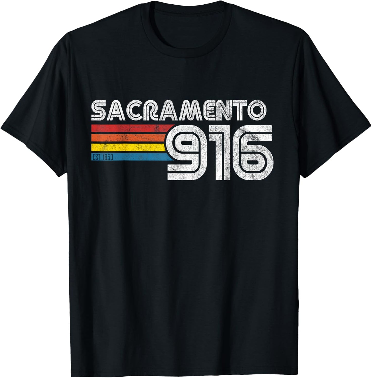 Vintage Sacramento | Proud 916 California State Gift T-Shirt - T-Shirt | Black