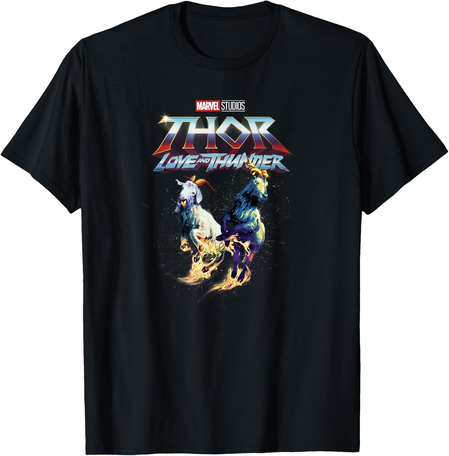 Marvel Thor: Love and Thunder Fiery Goats Poster T-Shirt - T-Shirt | Black