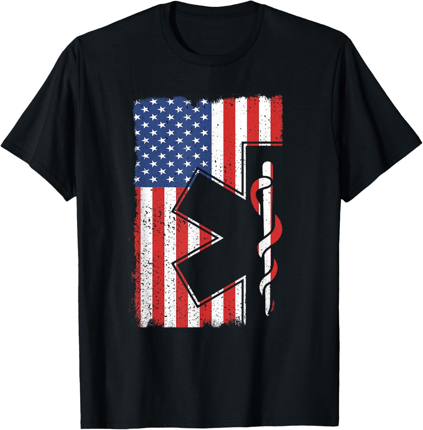 EMT EMS Shirt Paramedic T Shirt USA American Flag Gift Women Kids Men T-Shirt - T-Shirt | Black