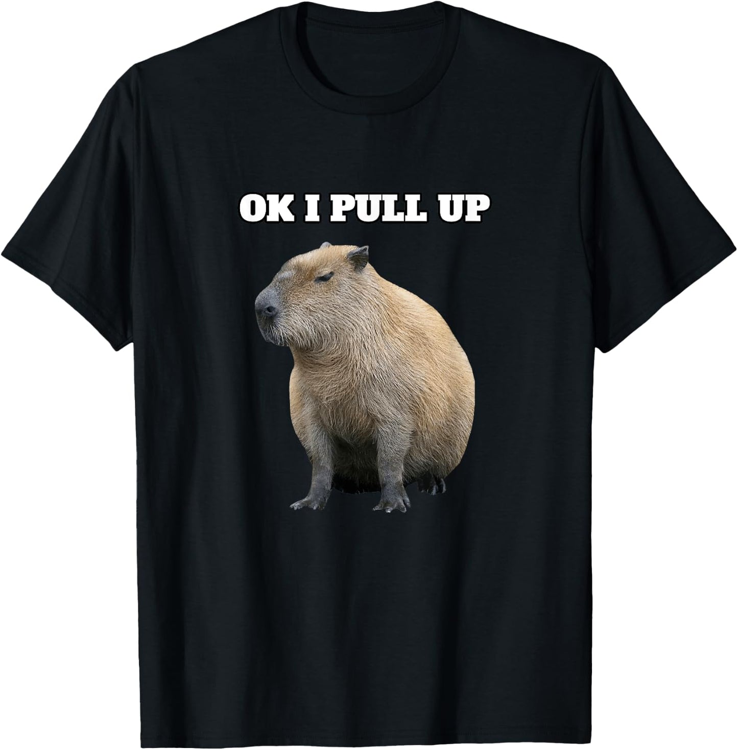 Ok I Pull Up" Capybara Black - Classic Fit, , Cap Sleeve T-Shirt - T-Shirt | Black