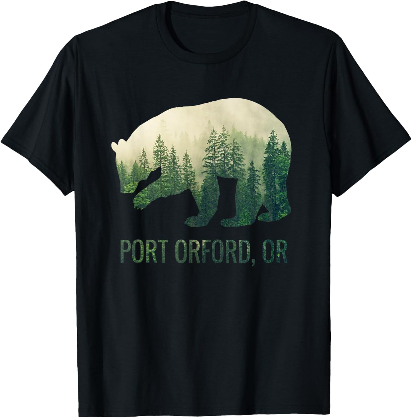 Port Orford Bear State Of Oregon Pacific NW Wildlife T-Shirt - T-Shirt | Black