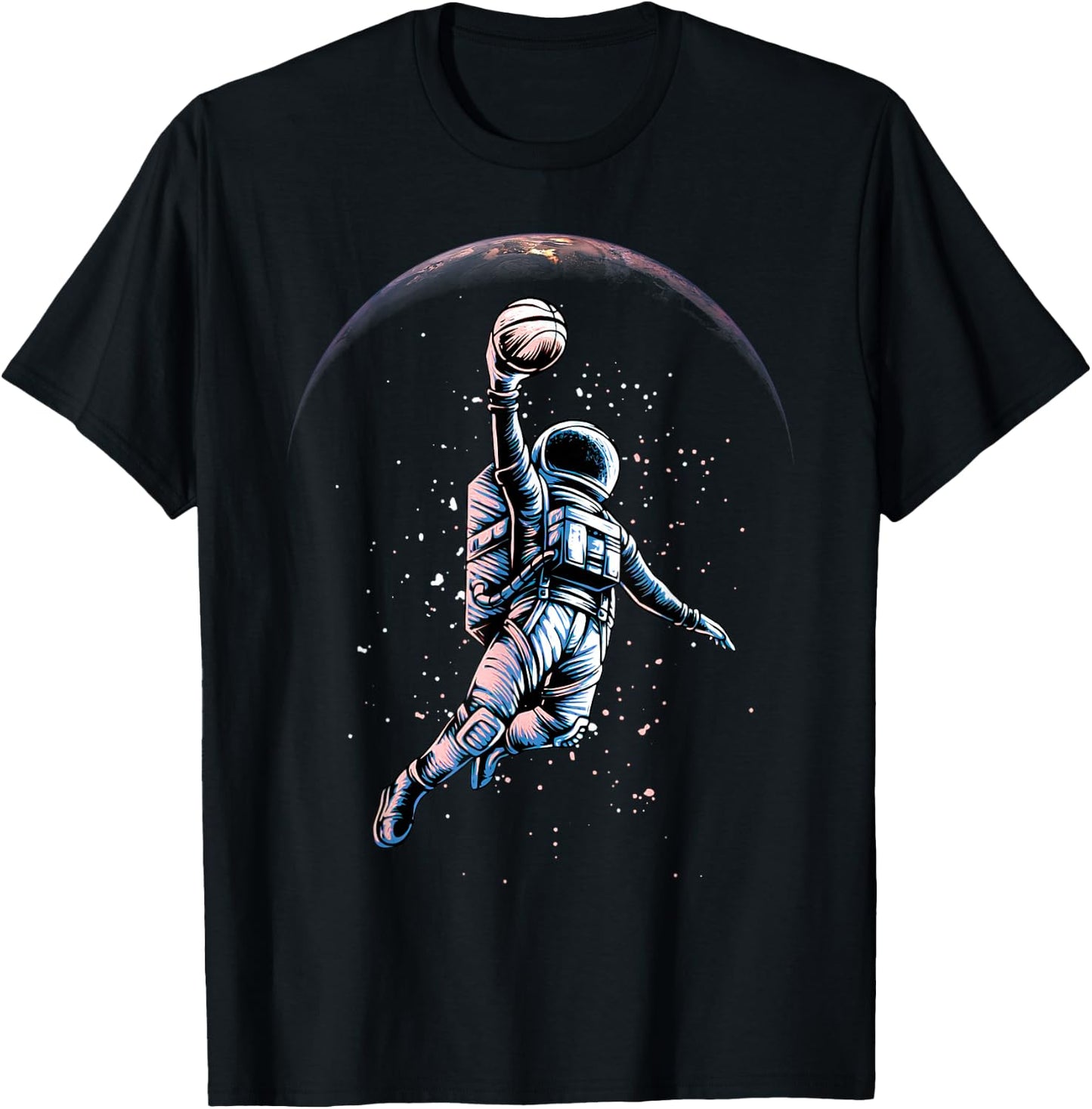 Astronaut Slam Dunk Space Basketball Lover Cool Universe T-Shirt - T-Shirt | Black