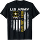 Vintage U.S. Army Proud Girlfriend with American Flag Gift T-Shirt - T-Shirt | Black