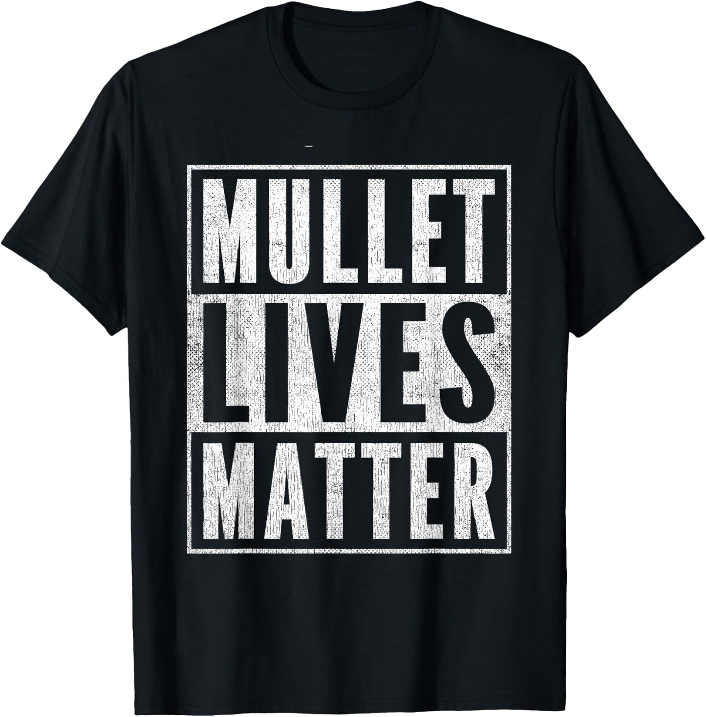 Funny Mullet Lives Matter Distressed Graphic Mullet T-Shirt - T-Shirt | Black