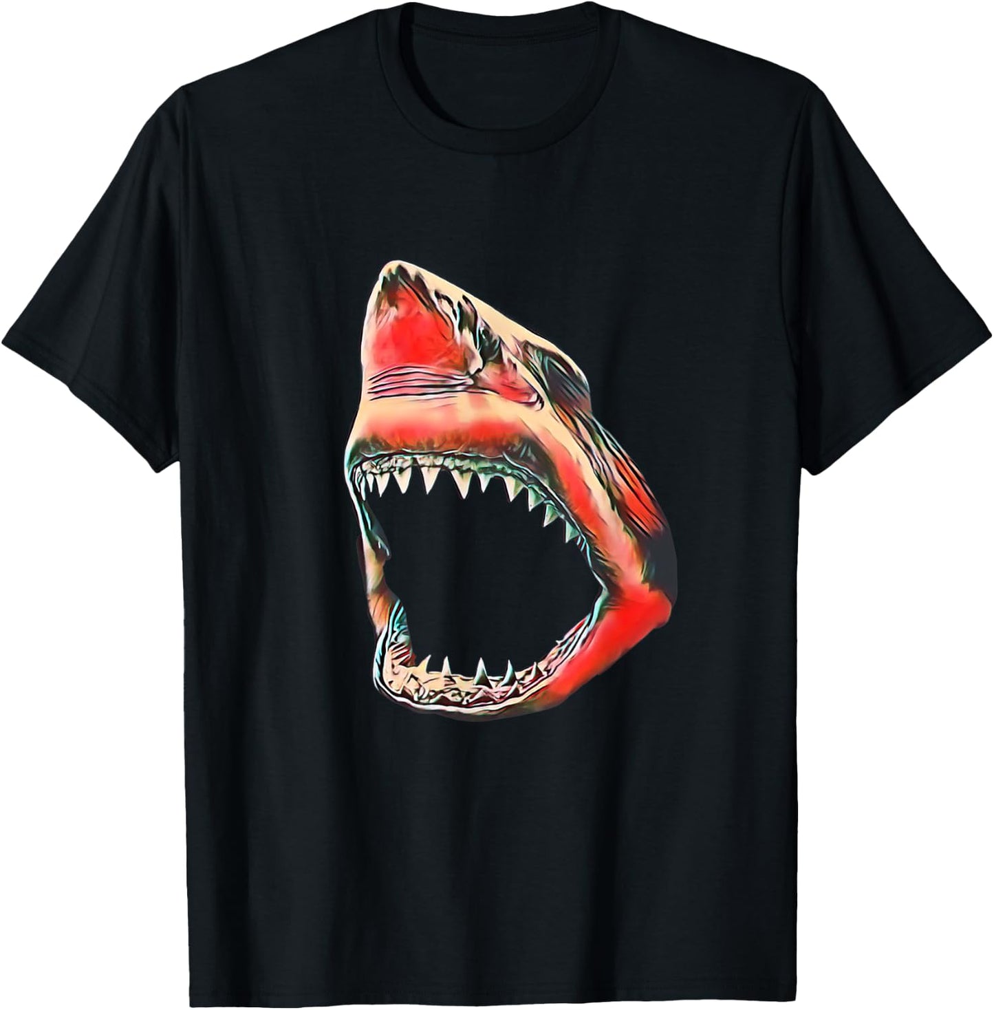 Great White Shark colorful Sharks Predator Shark T-Shirt - T-Shirt | Black