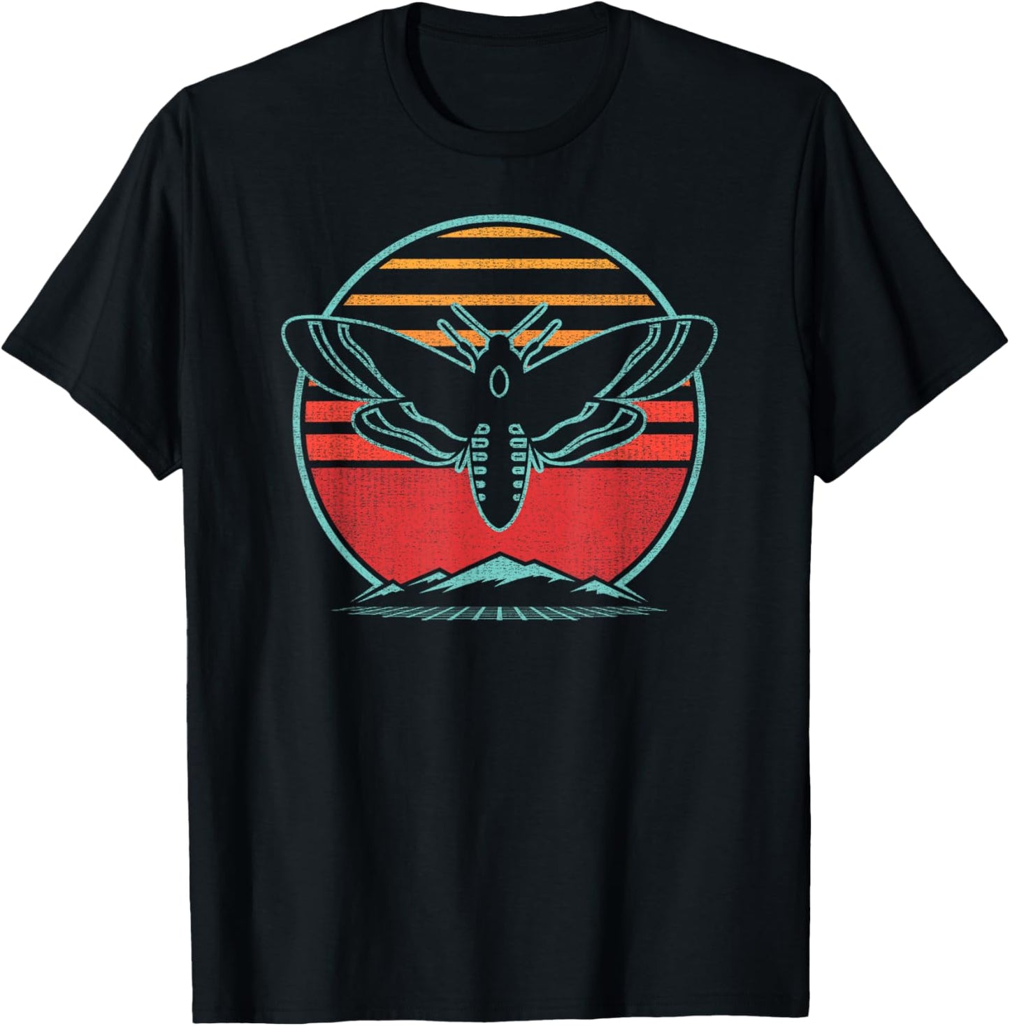 Moth Retro Vintage 80s Style Gift T-Shirt - T-Shirt | Black