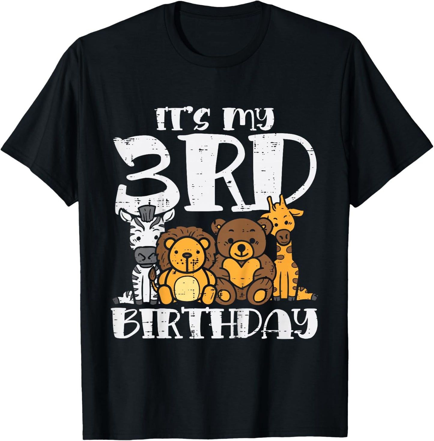 Its My 3rd Birthday Zoo Animals Safari Bday Party Boys Girls T-Shirt - T-Shirt | Black