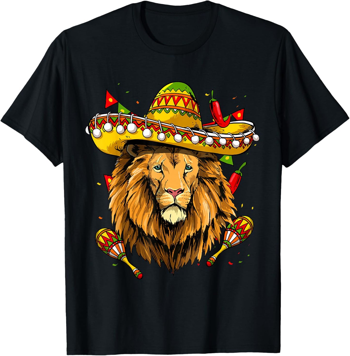 Cinco De Mayo Shirt Poncho Lion Head Mexican Fiesta Party T-Shirt - T-Shirt | Black