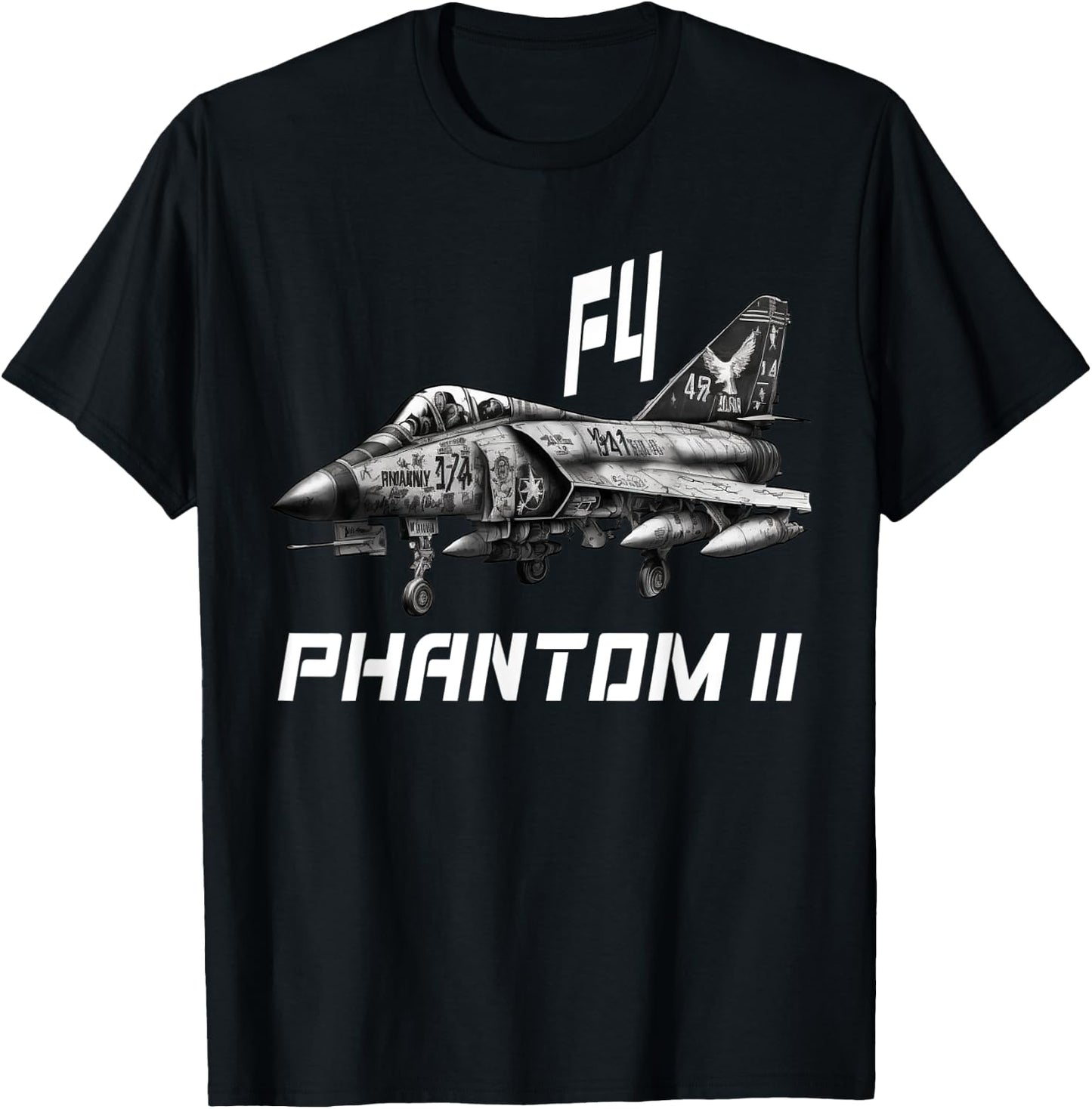 F-4 Phantom US Military Jet Interceptor Aircraft T-Shirt - T-Shirt | Black