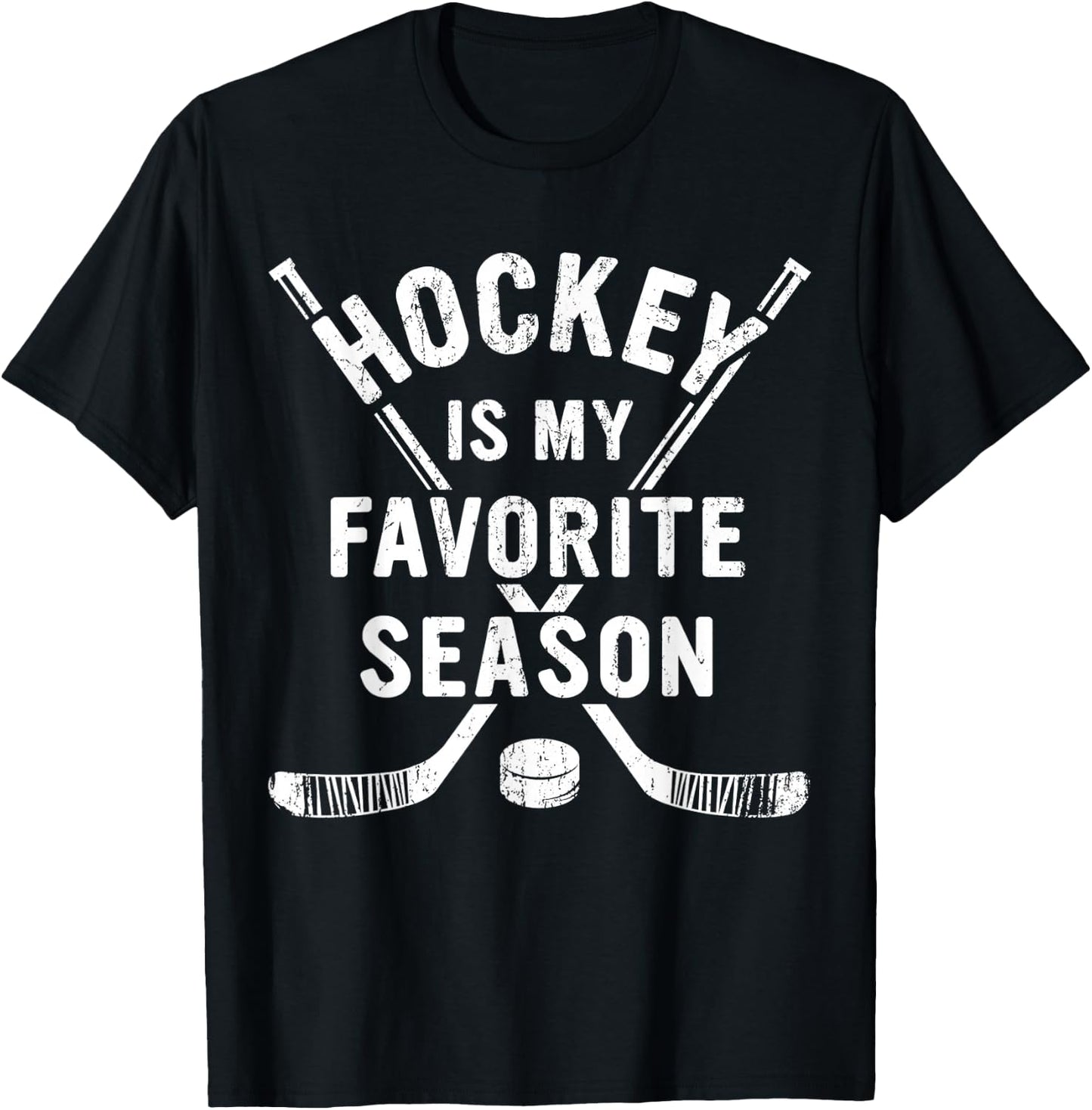 Vintage Hockey is My Favorite Season T-Shirt - T-Shirt | Black