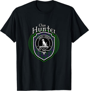 Hunter Clan Crest | Scottish Clan Hunter Family Crest Badge T-Shirt - T-Shirt | Black