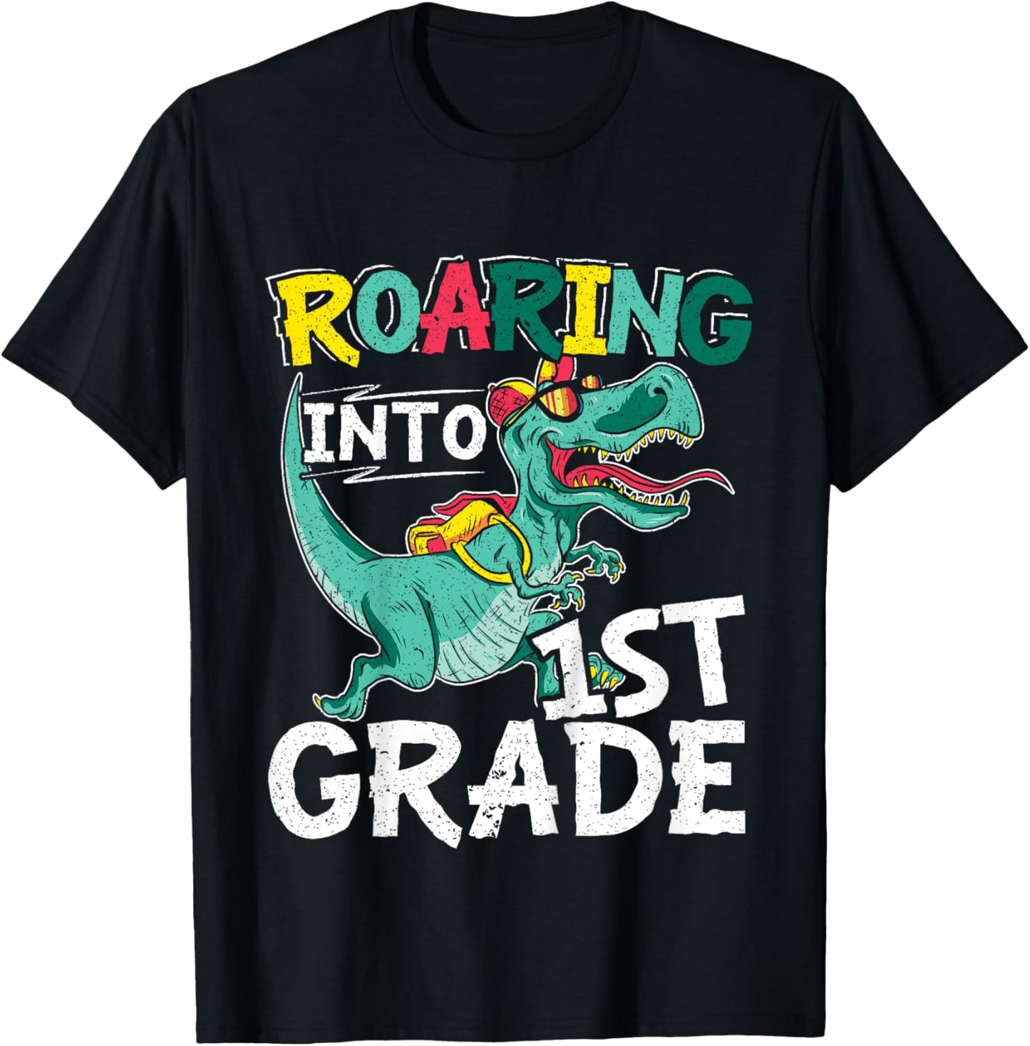 Kids Roaring Into 1st Grade First Day Of School Back To School T-Shirt - T-Shirt | Black